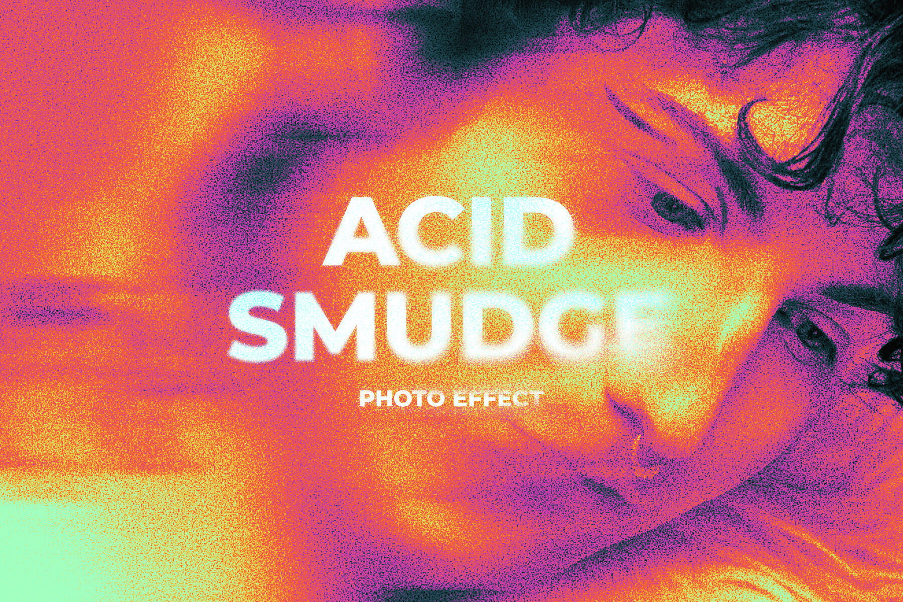 Colourful Acid Smudge Image Effect Mockup 1