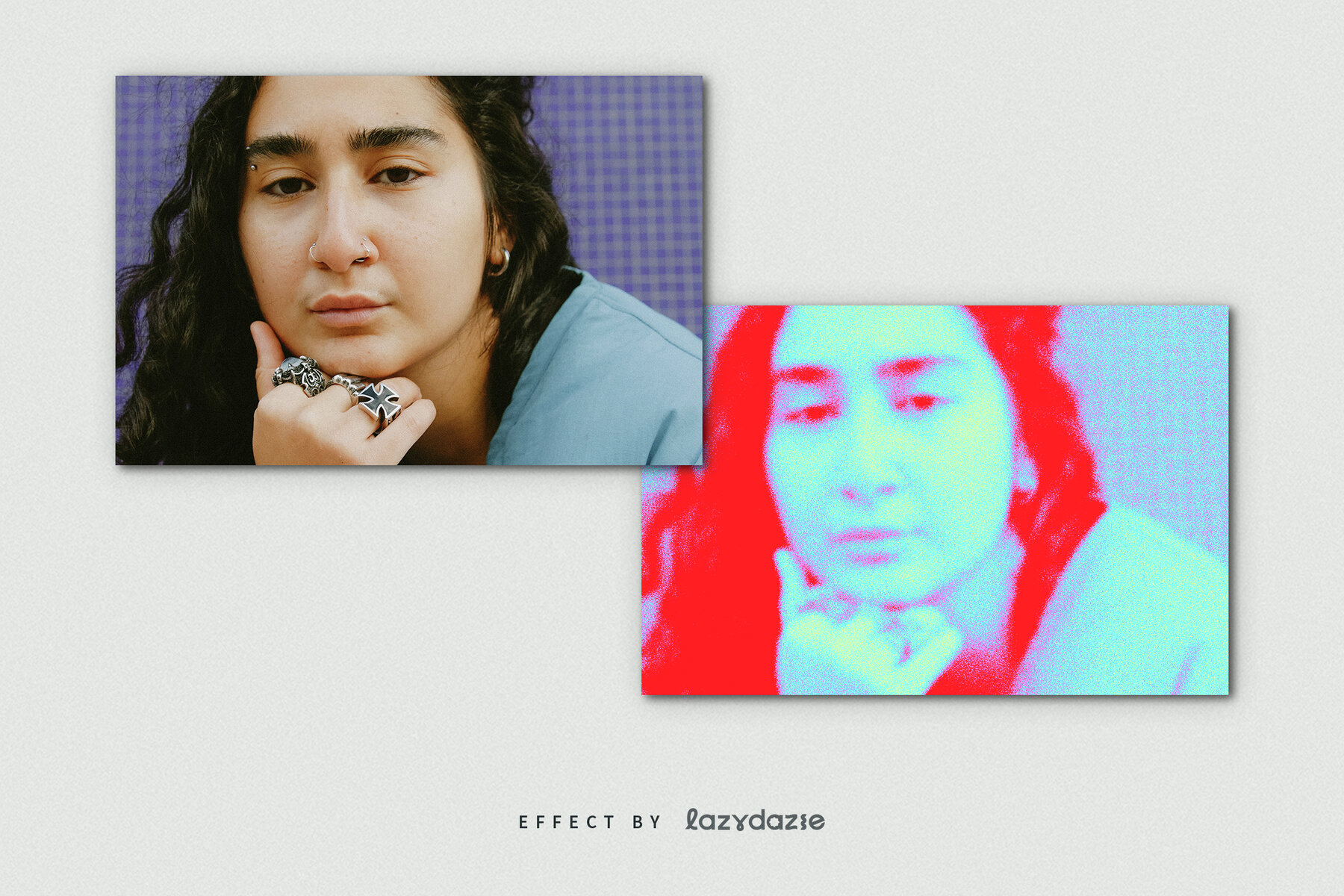 Colourful Grain Image Effect Mockup 8