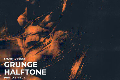 Grunge Halftone Image Effect Mockup