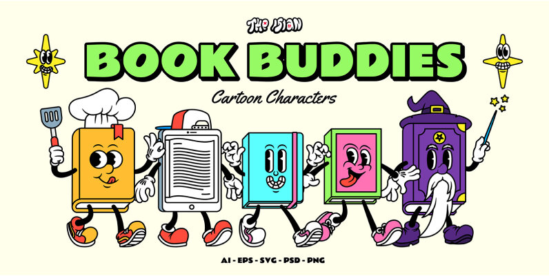 Book Buddies Cartoon Characters