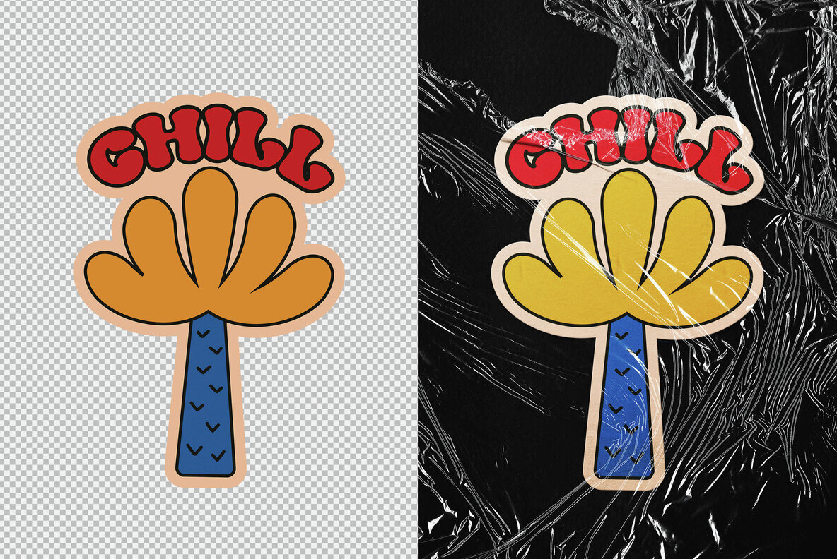 Wrinkled Plastic Stickers Mockup 3