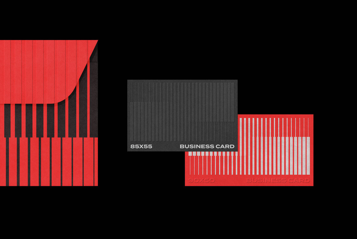 Envelope with 85x55 and 90x50 Business Cards Mockup 3