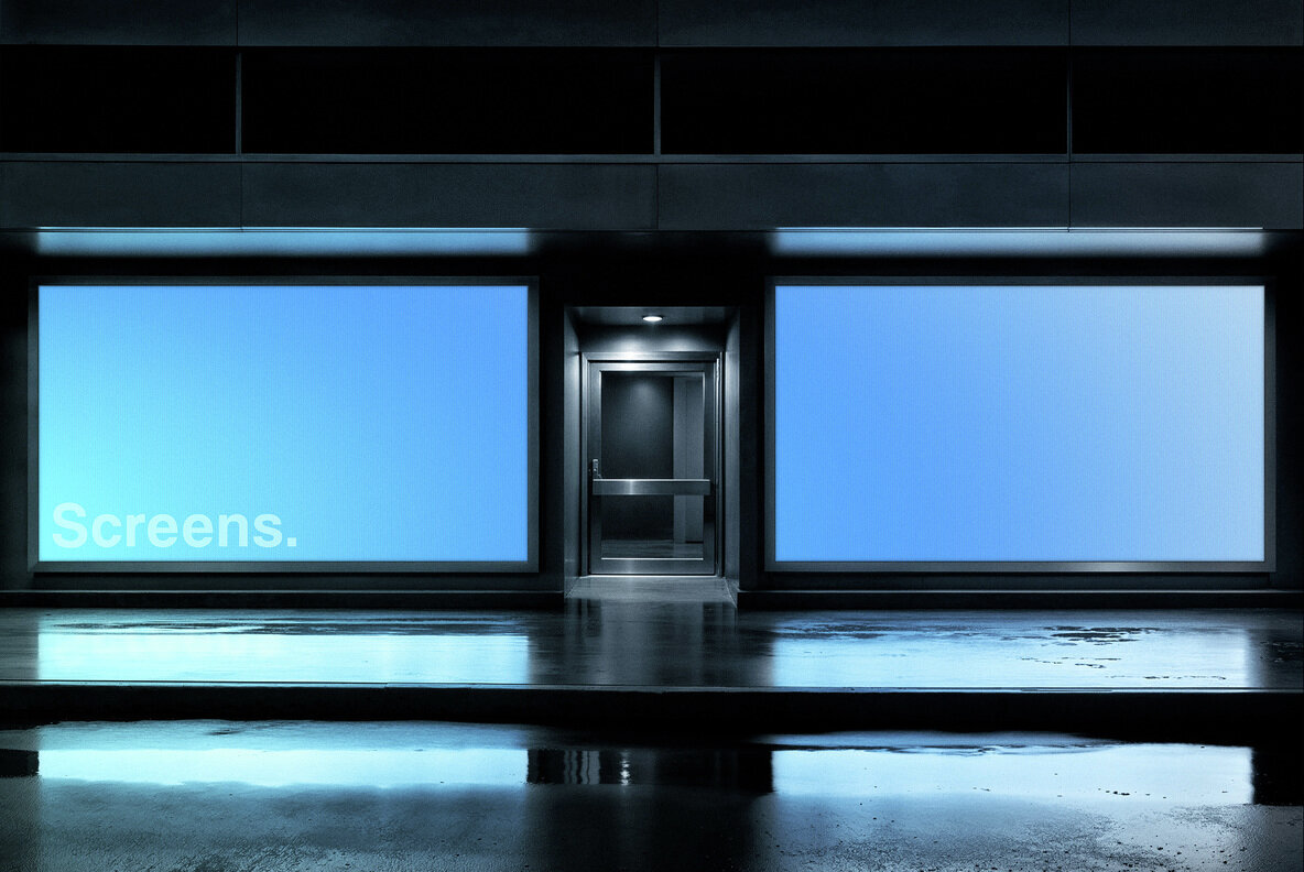2 Glowing Storefront Screens Mockup 1
