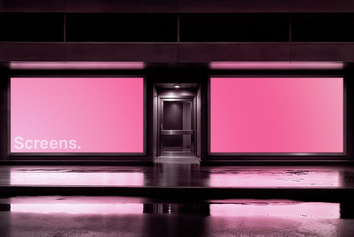 2 Glowing Storefront Screens Mockup 2