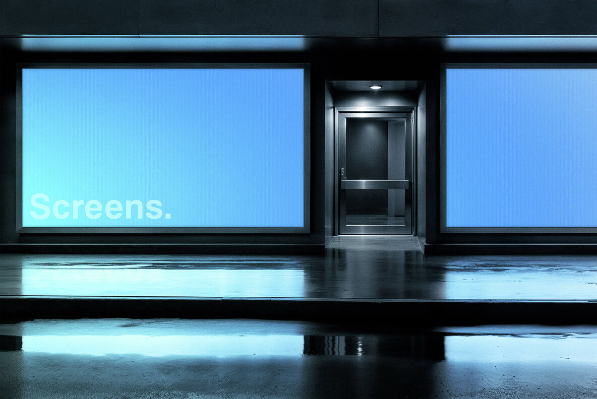 2 Glowing Storefront Screens Mockup 3