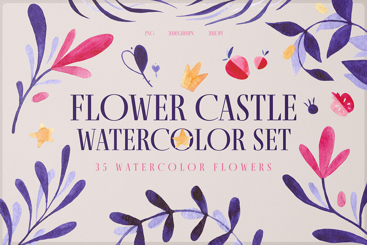 Flower Castle     Watercolor Set 1