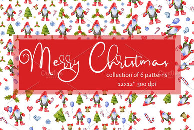 Christmas gnomes seamless patterns