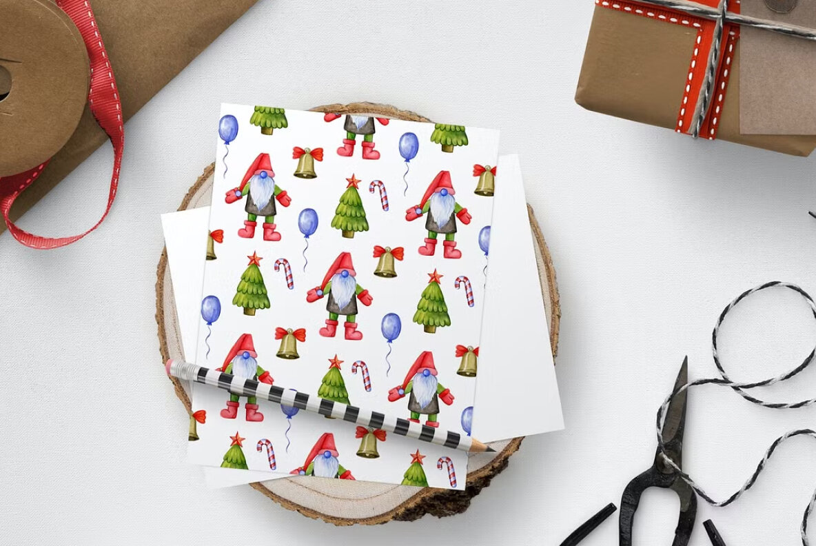 Christmas gnomes seamless patterns 6