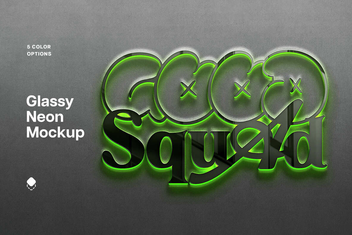 Glass Neon Sign Mockup Scenes 1