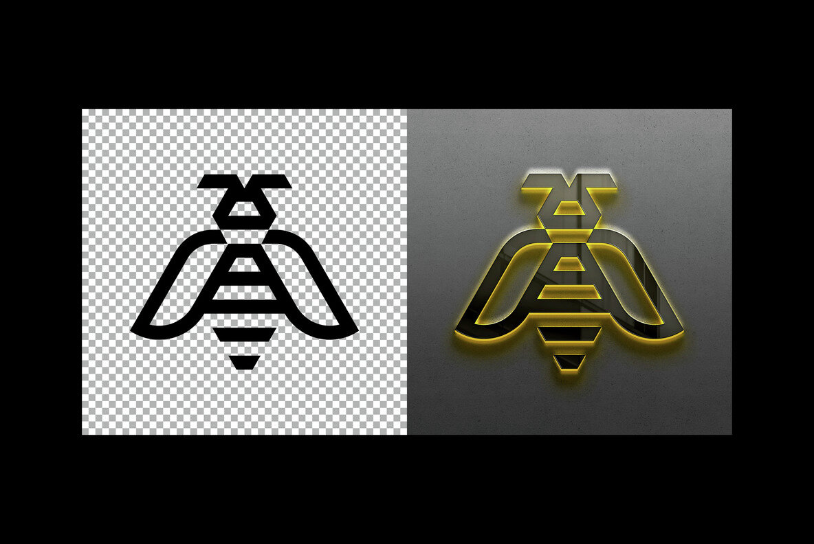 Glass Neon Sign Mockup Scenes 6