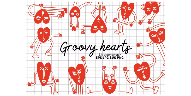 Groovy Hearts Stickers