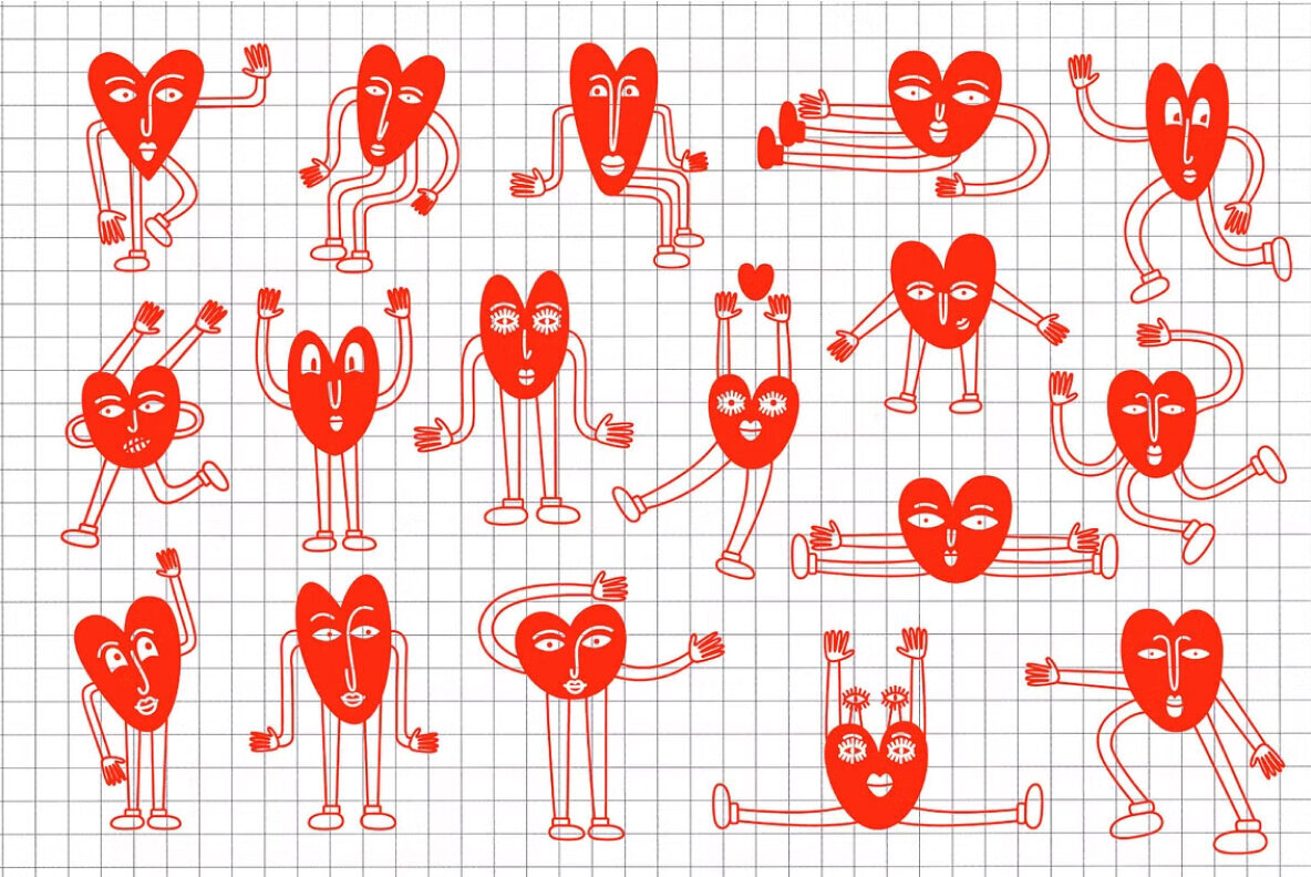 Groovy Hearts Stickers 2