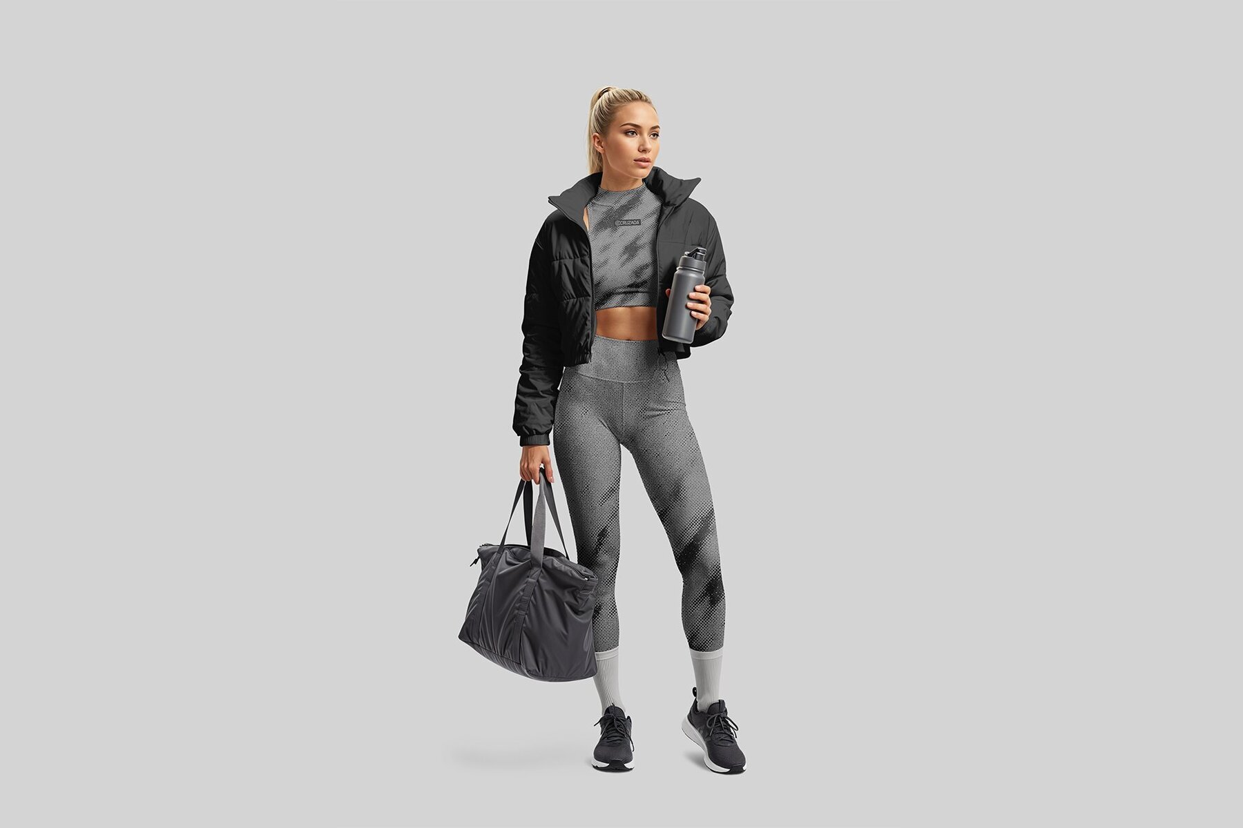 Gym Outfit with Jacket Mockup 2