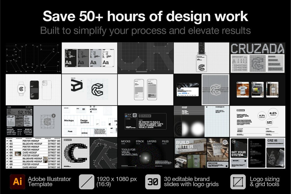 Swiss Style Brand Guidelines Presentation     30 Illustrator Grids 6