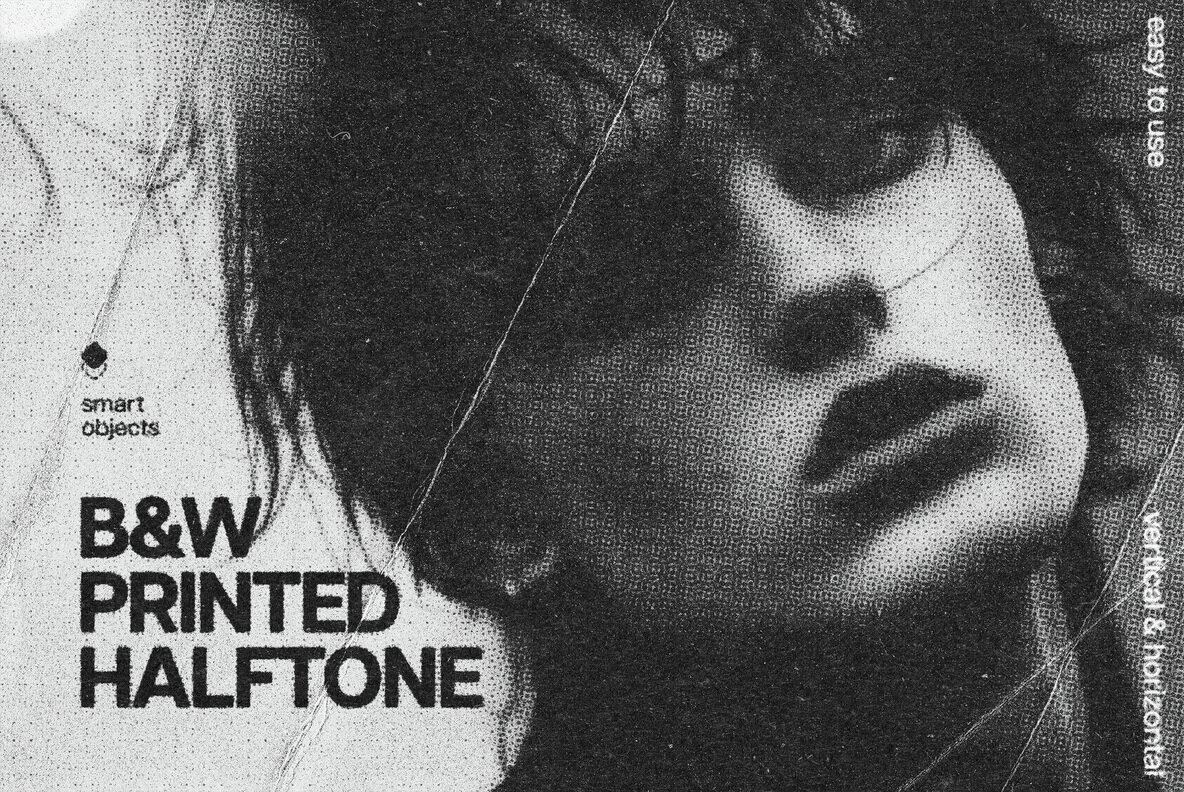 Black and White Printed Halftone Effect 1