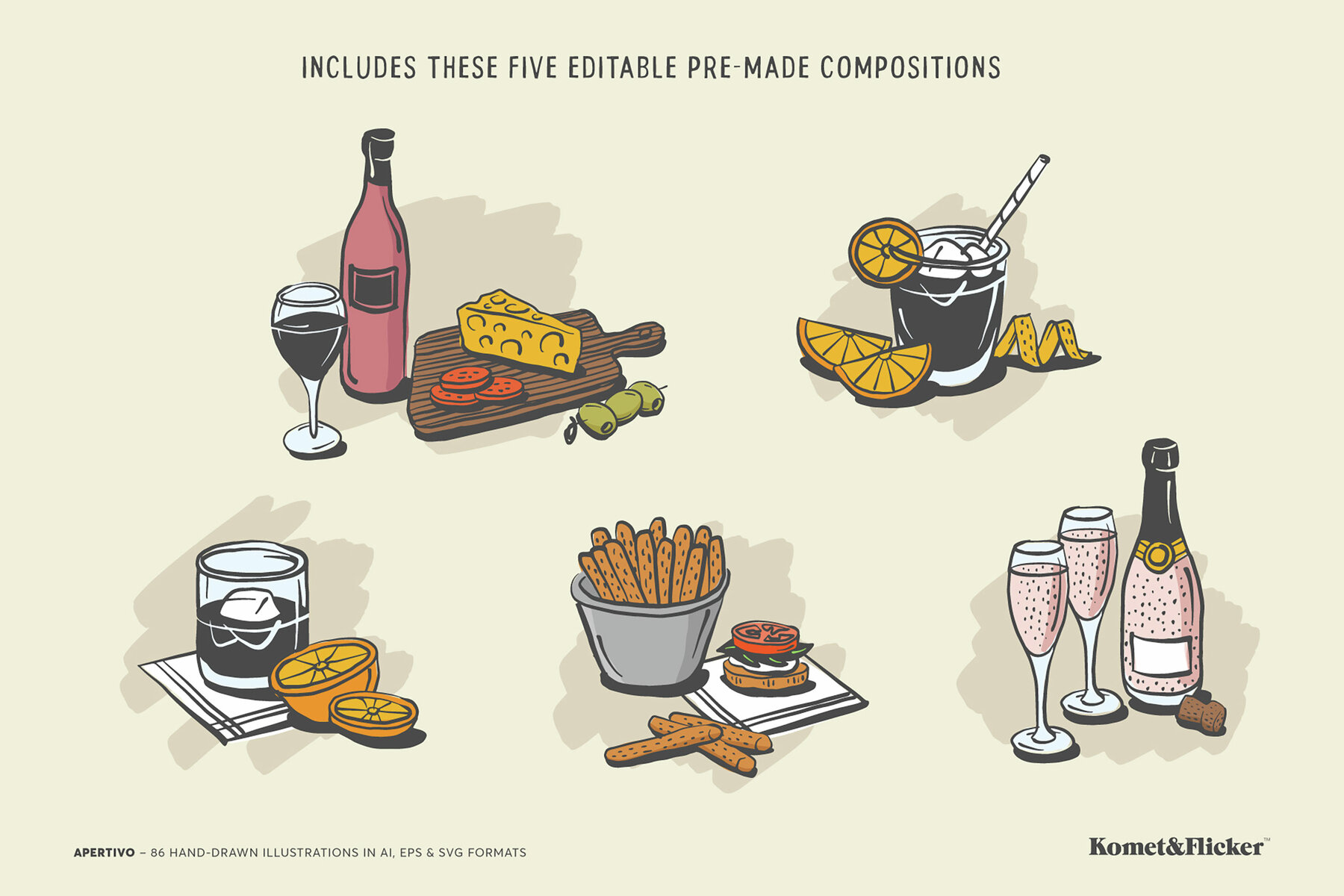 Aperitivo Hand drawn Illustrations 7