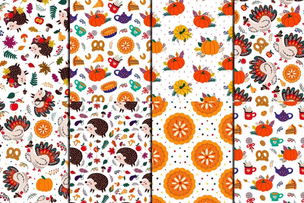Thanksgiving seamless patterns 4