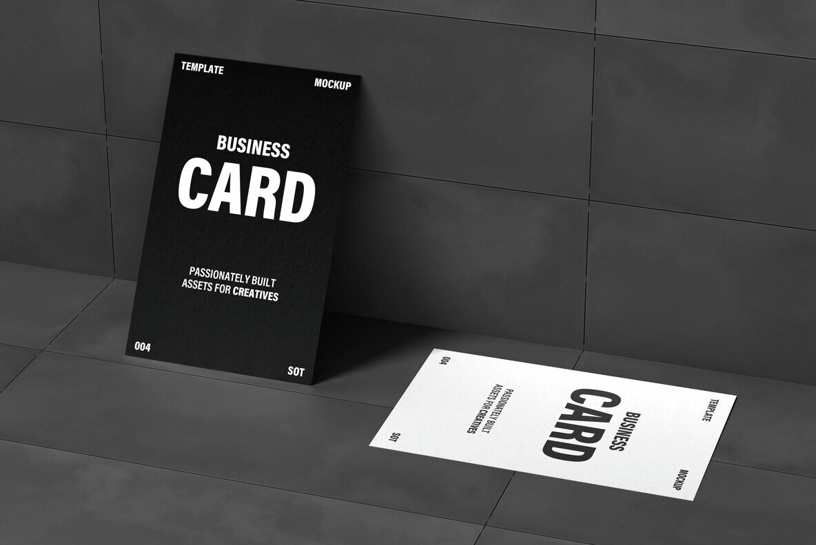 Double 85x55mm Business Card Mockup 5
