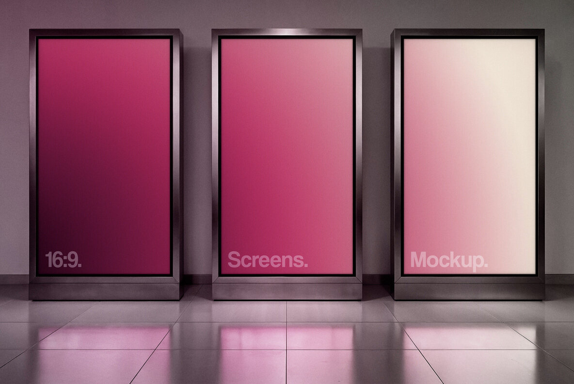 3 Digital Signage Screens Mockup 3