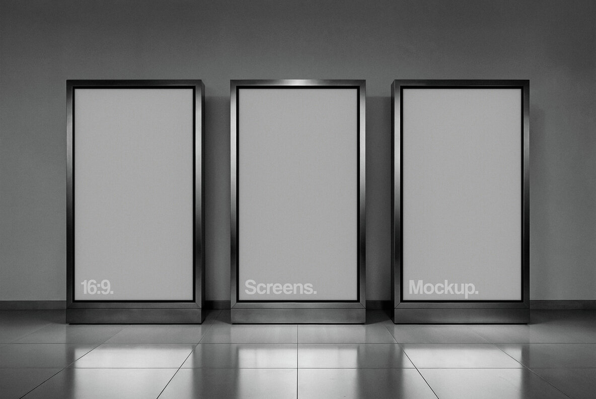 3 Digital Signage Screens Mockup 4