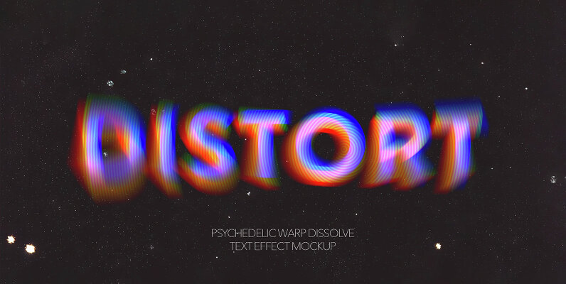Psychedelic Warp Dissolve Text Effect Mockup