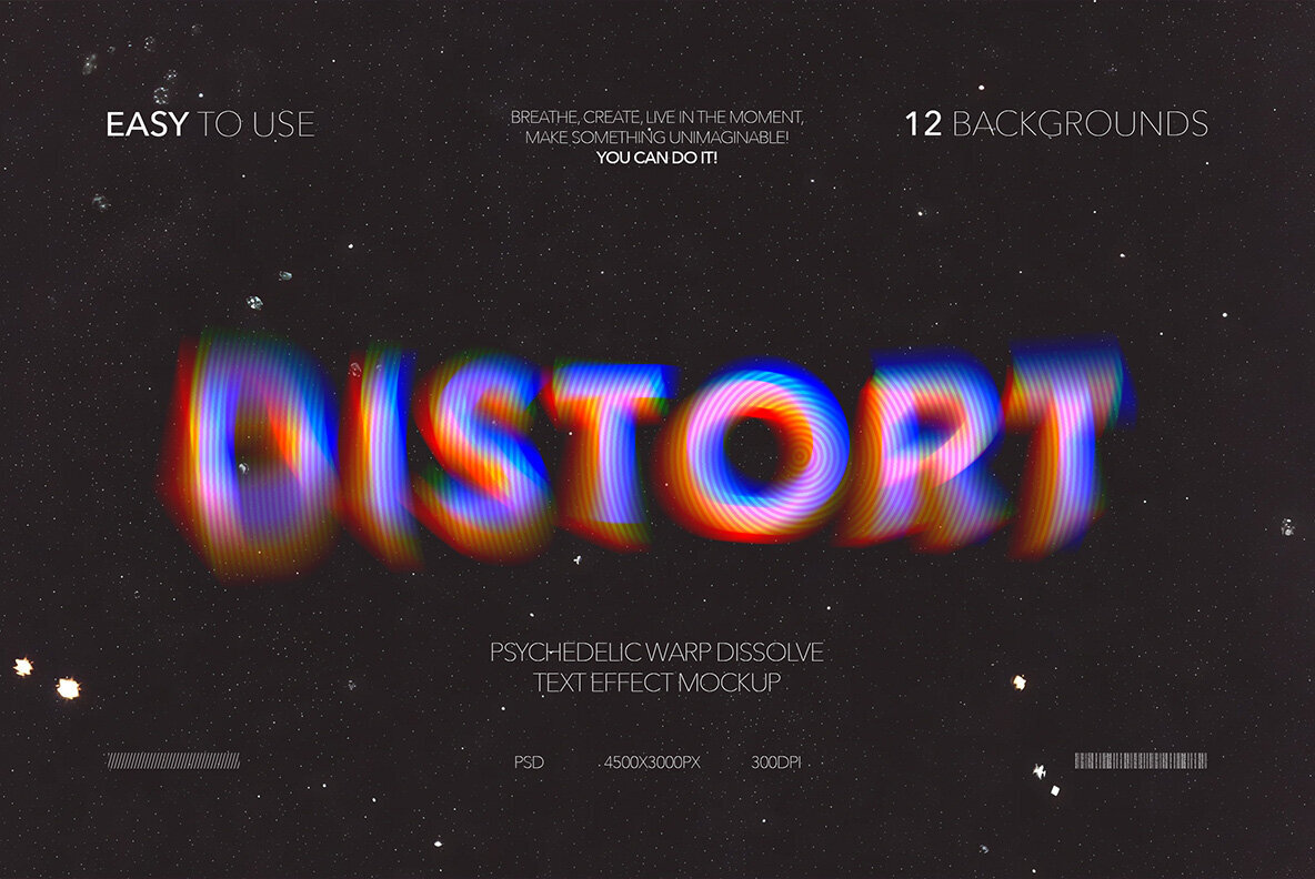 Psychedelic Warp Dissolve Text Effect Mockup 1