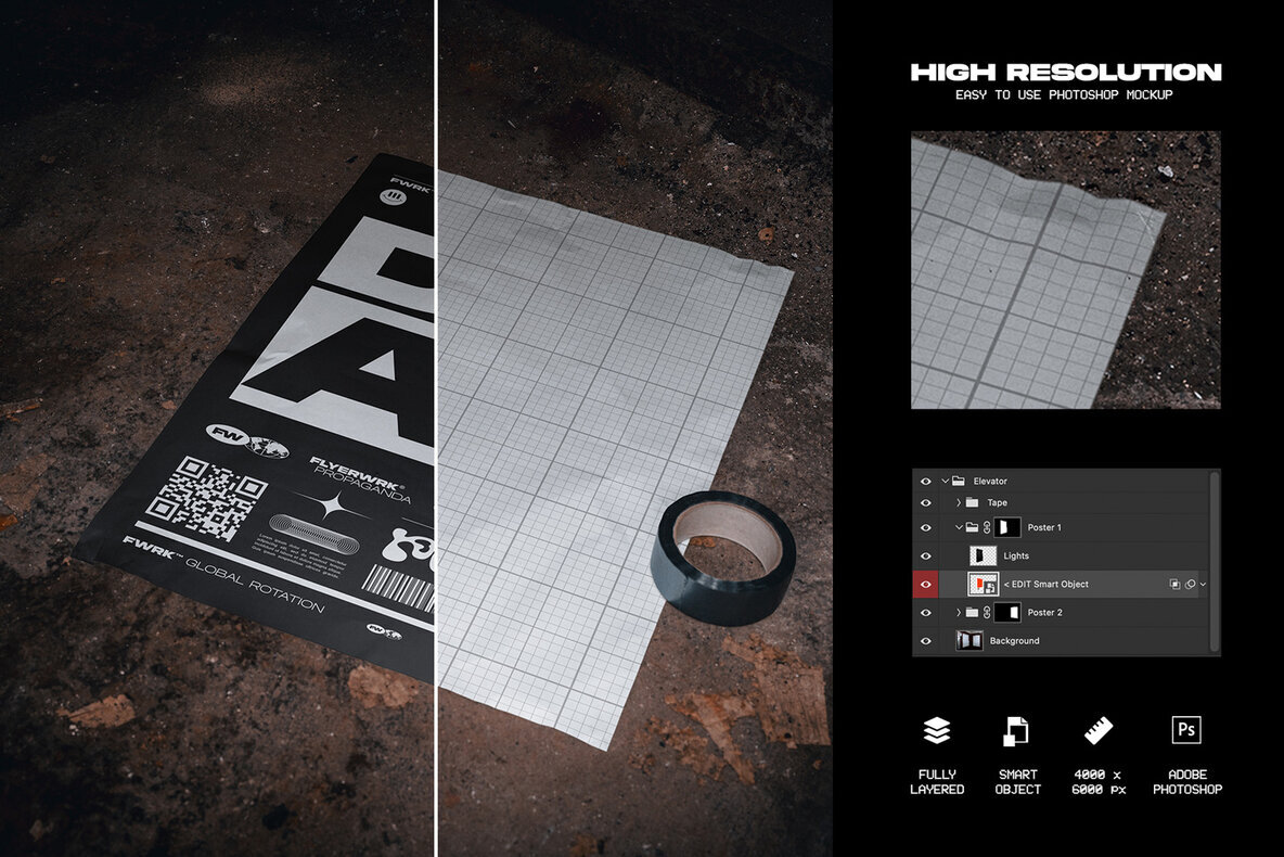 Basement Poster Mockup Bundle 3