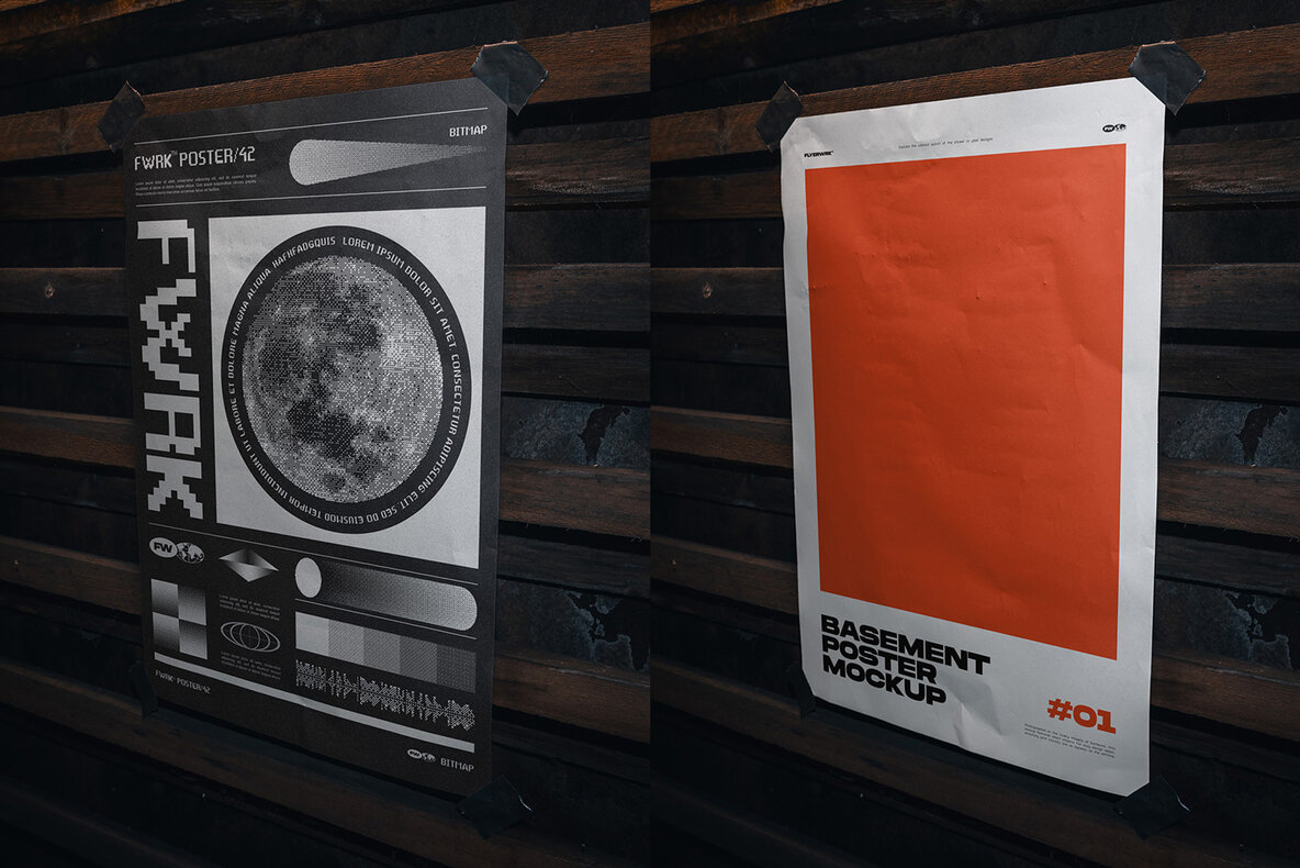 Basement Poster Mockup Bundle 4