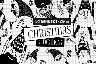 Christmas Gnomes Hand Drawn Set