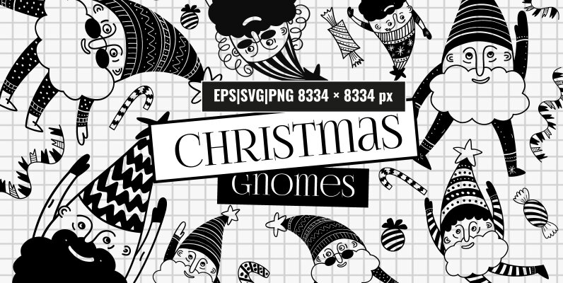 Christmas Gnomes Hand Drawn Set
