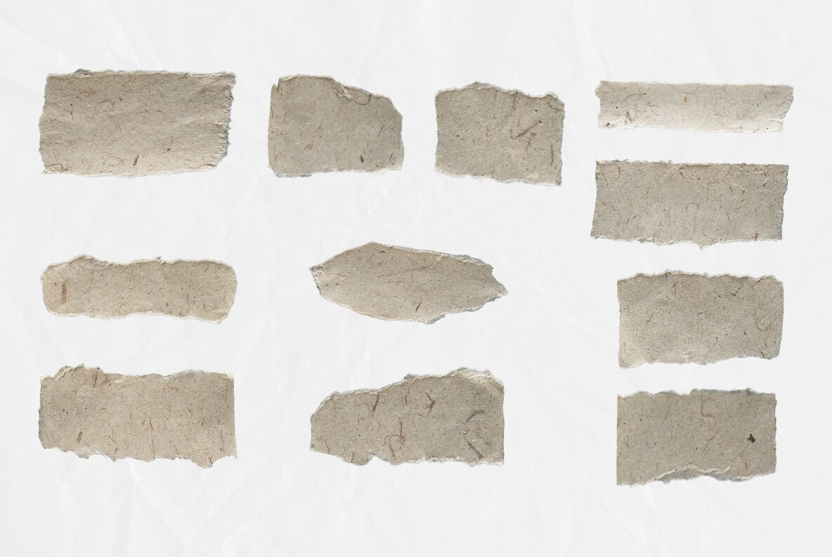 20 Brown Textured Ripped Old Craft Paper Pieces 2