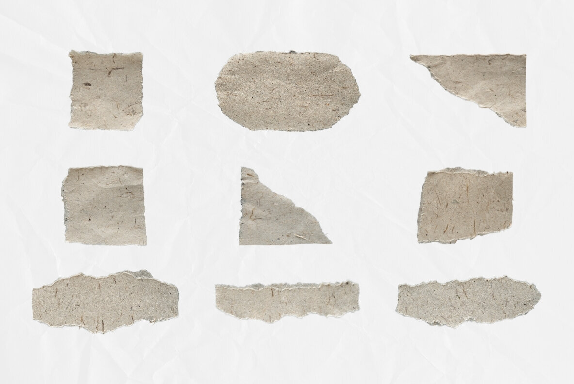 20 Brown Textured Ripped Old Craft Paper Pieces 3