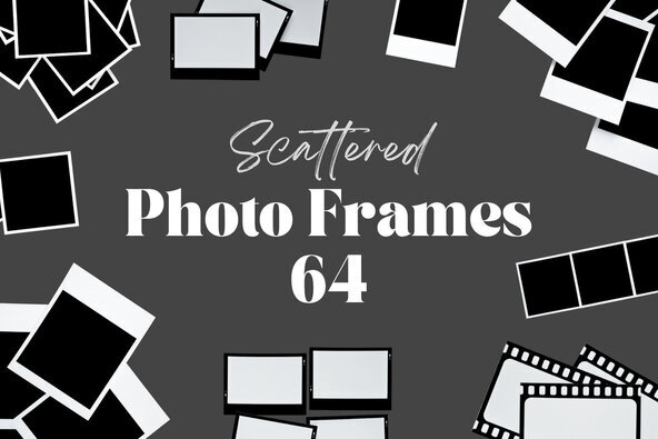 64 Scattered Blank Polaroid Photo Frames Objects - YouWorkForThem