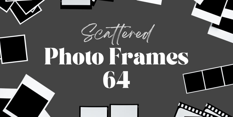 64 Scattered Blank Polaroid Photo Frames