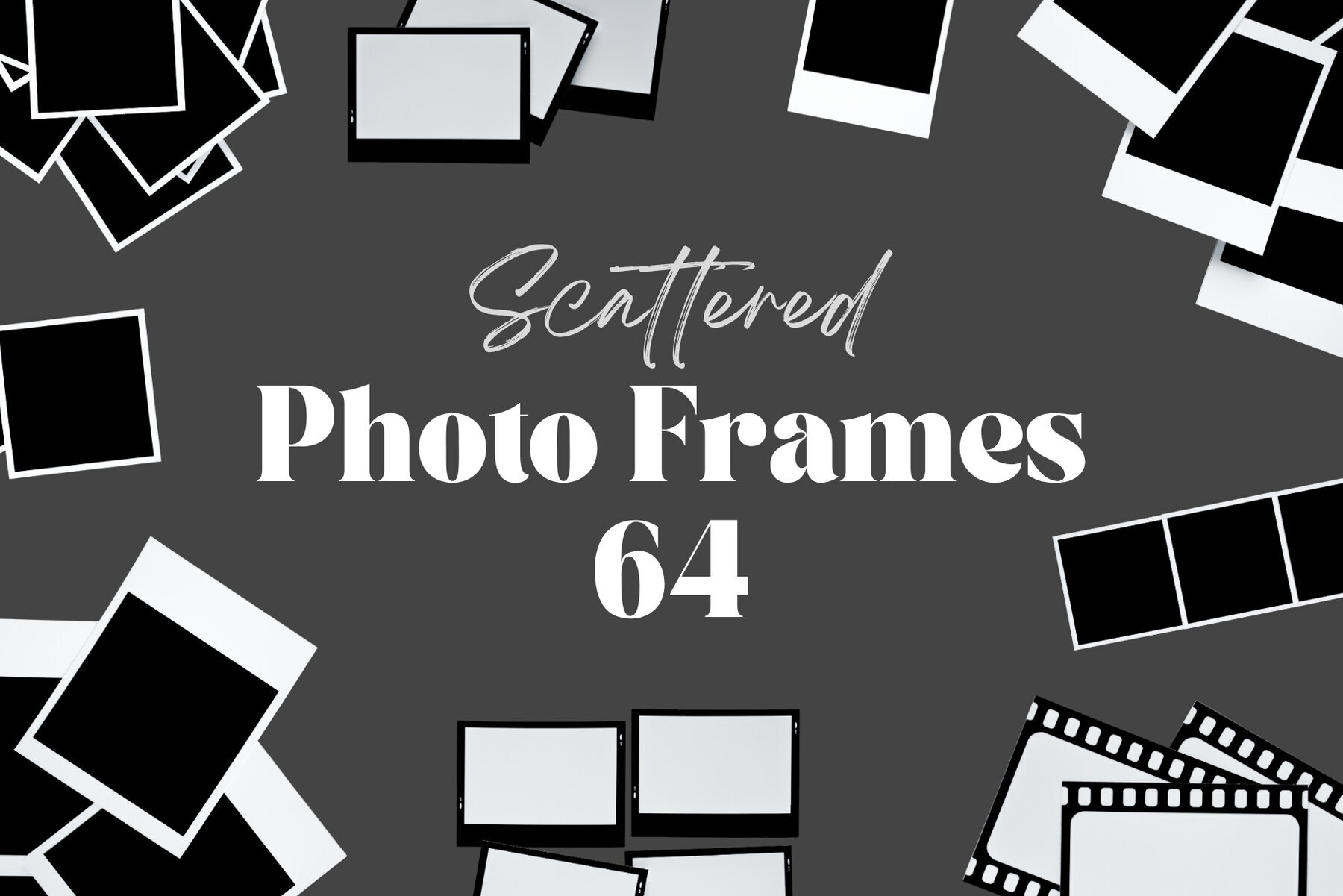 64 Scattered Blank Polaroid Photo Frames 1