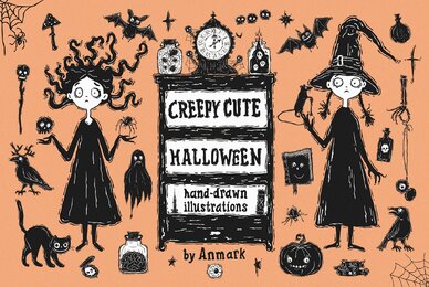 Creery Cute Halloween hand drawn illustrations