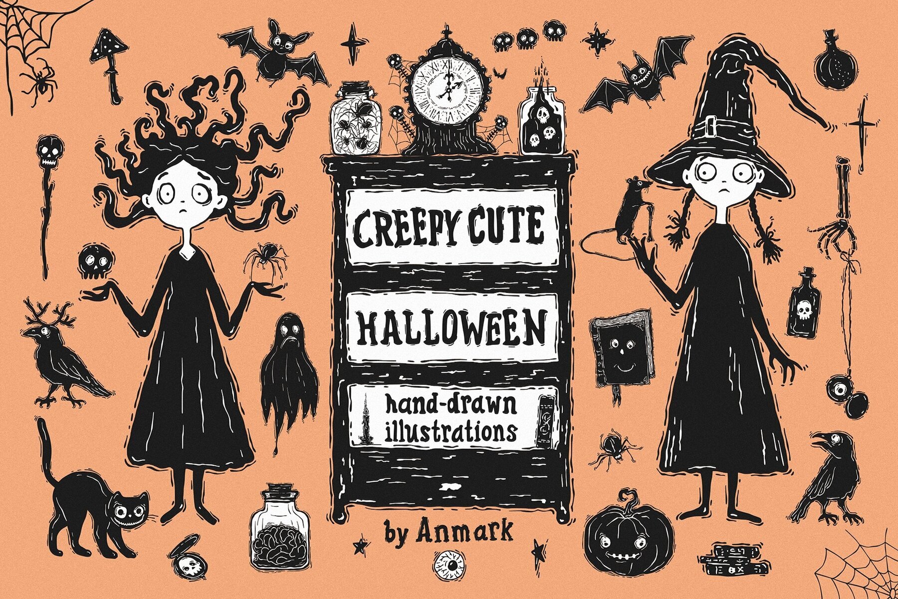 Creery Cute Halloween hand drawn illustrations 1