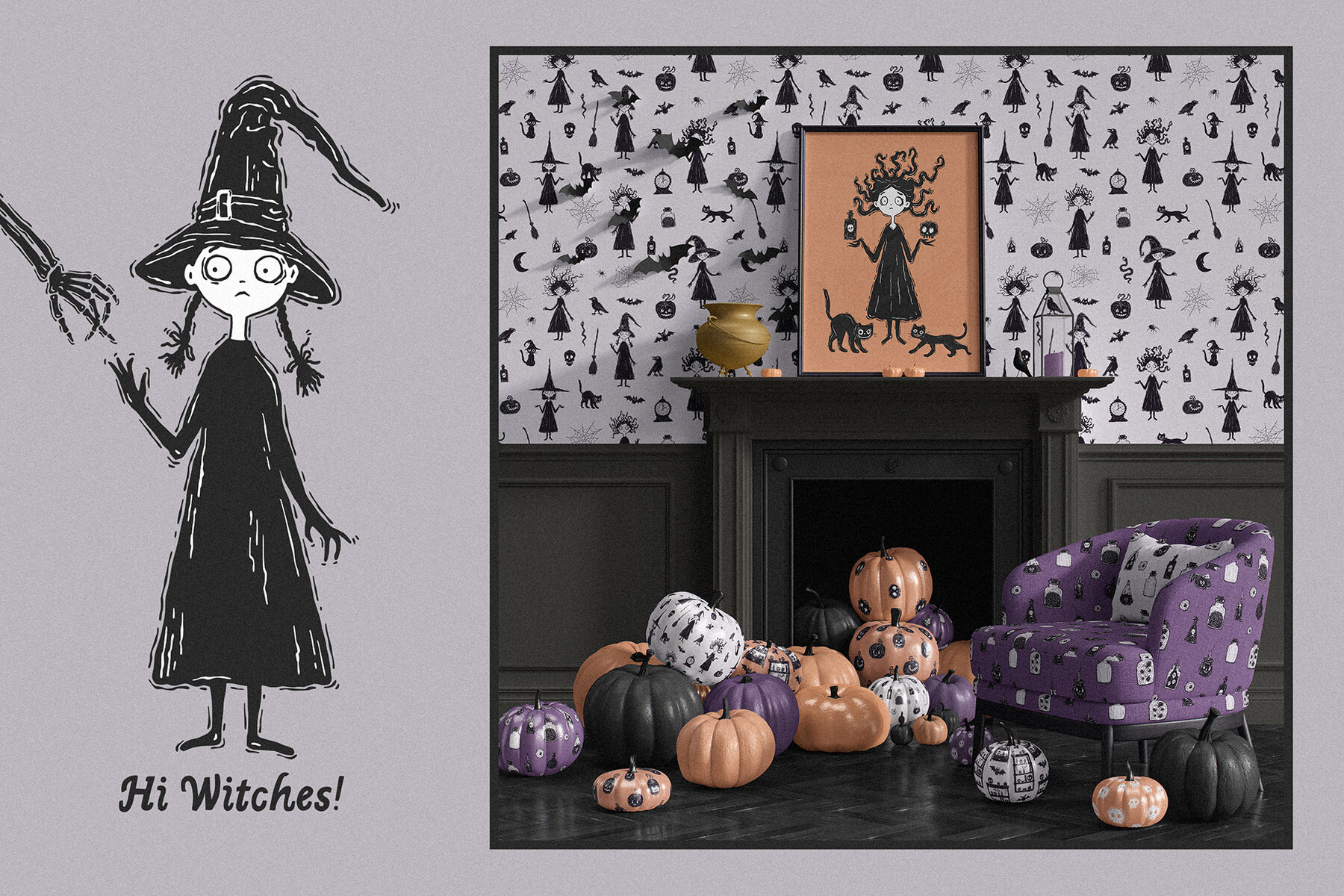 Creery Cute Halloween hand drawn illustrations 7