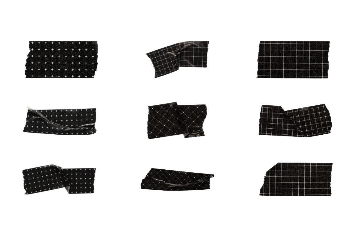 27 Black And White Ripped Dots And Checked Washi Tapes 3