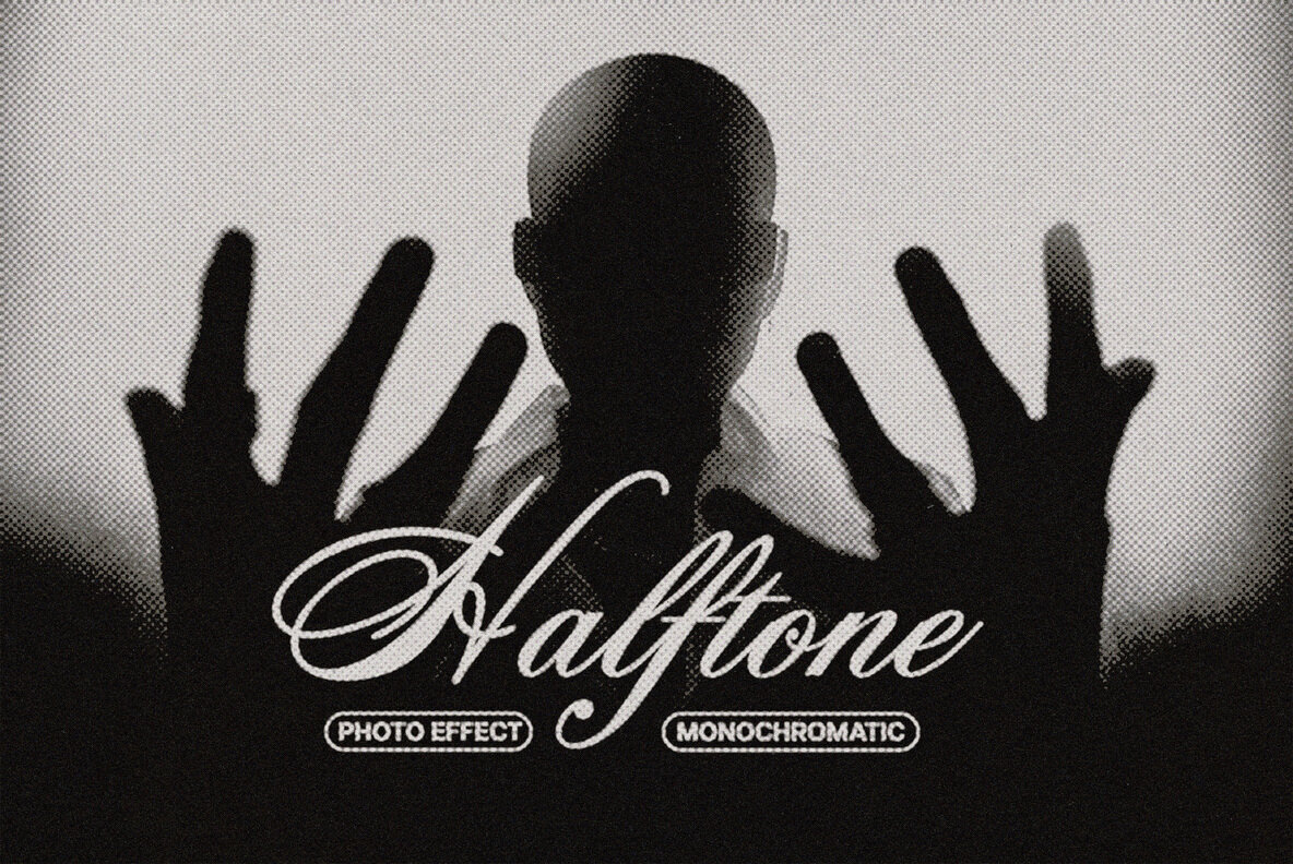 Monochromatic Halftone Photo Effect 1