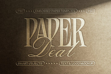 Paper Emboss Text and Logo Mockup