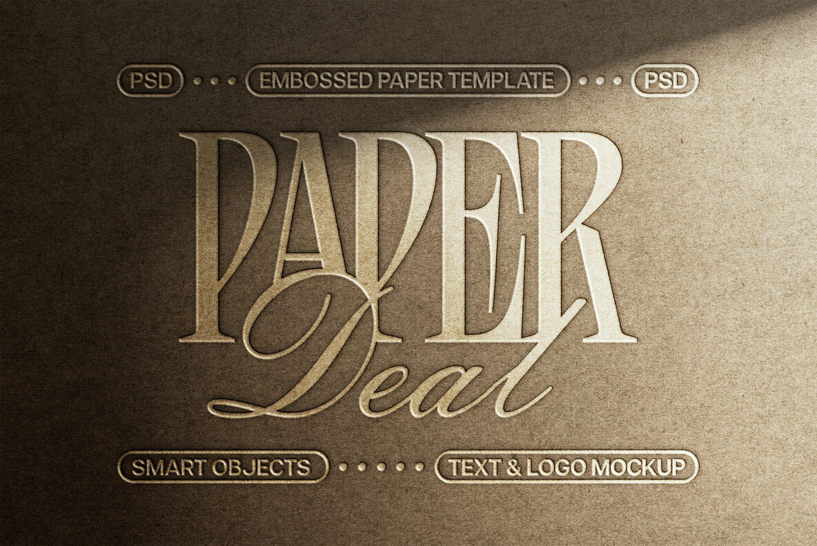 Paper Emboss Text and Logo Mockup 1