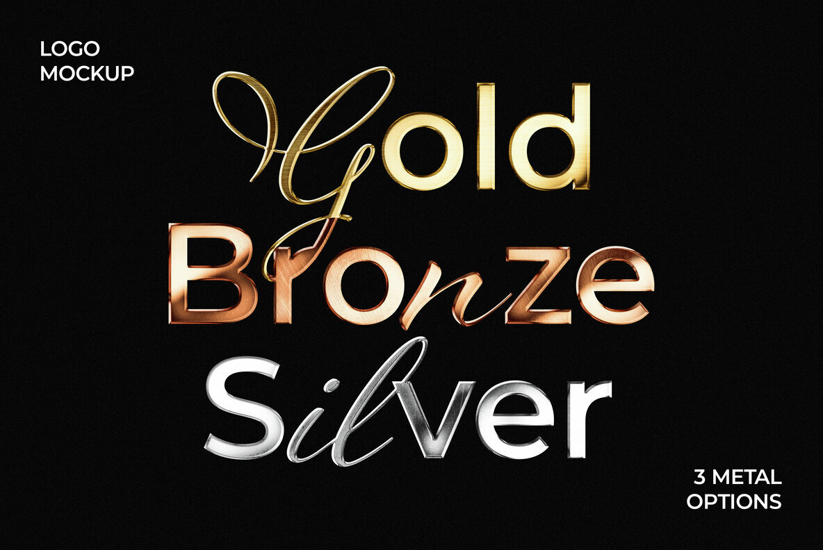 Metallic Text and Logo Mockup 1