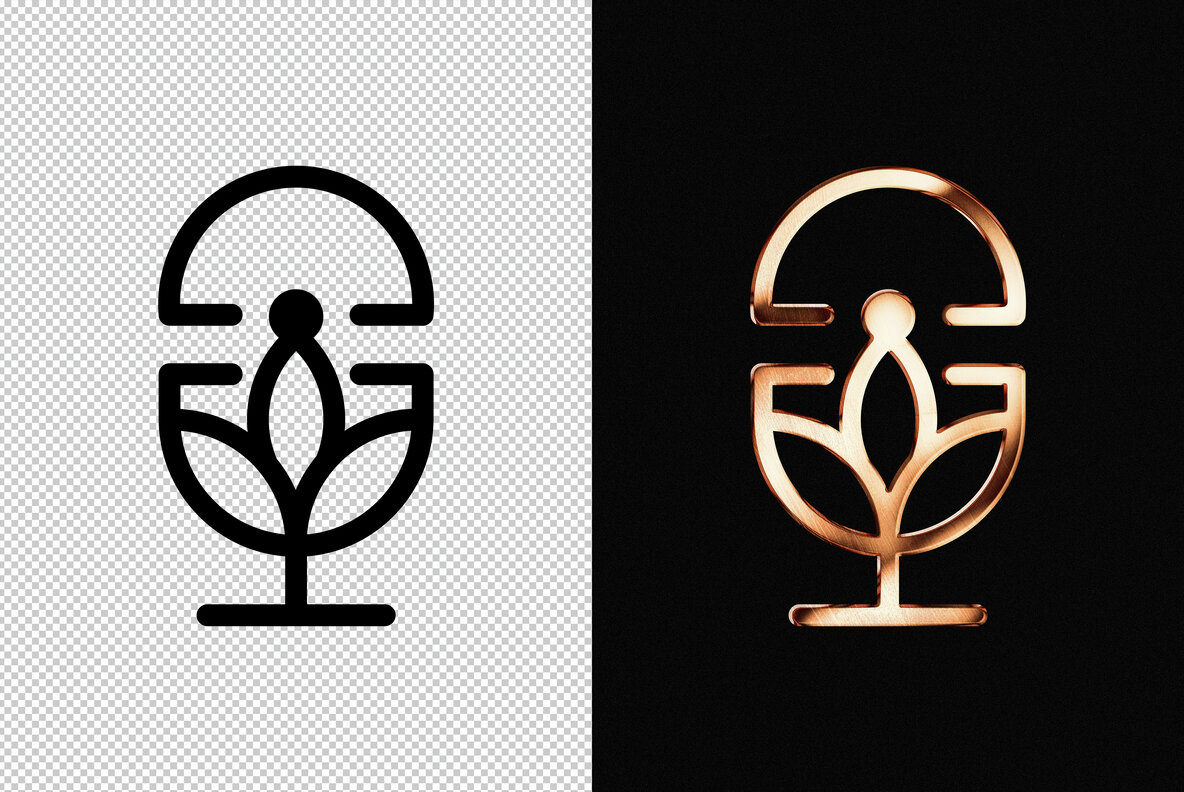 Metallic Text and Logo Mockup 5