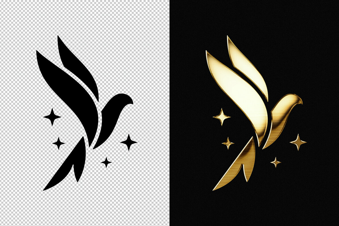 Metallic Text and Logo Mockup 7