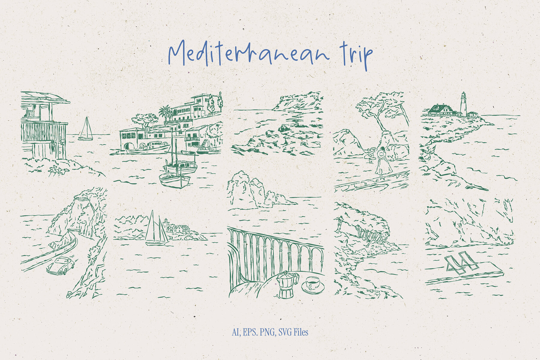 Mediterranean Vacation Illustrations 7