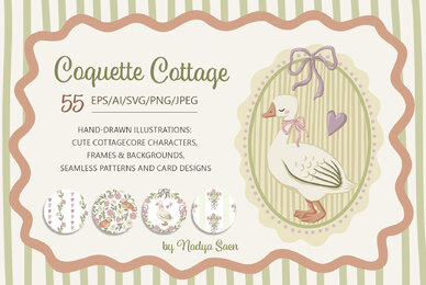 Coquette Cottage Hand Drawn Vector Art