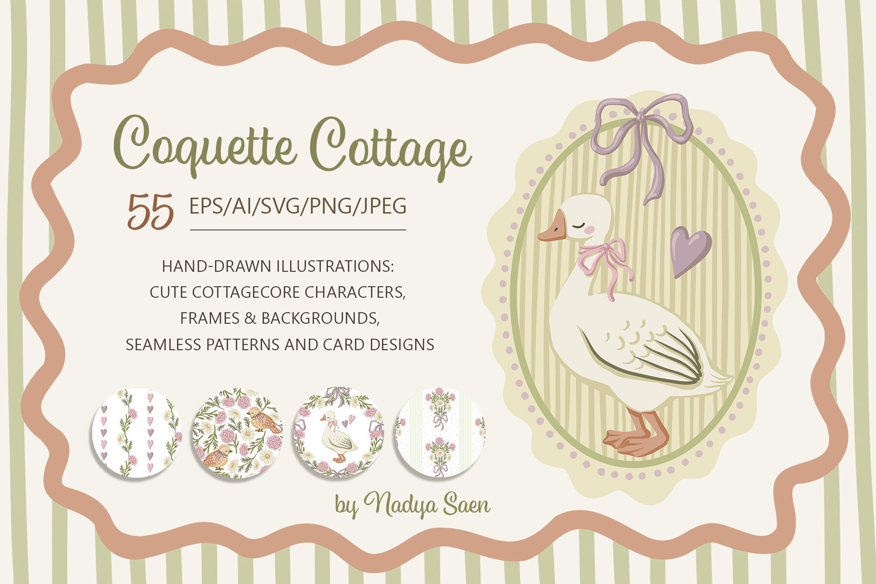 Coquette Cottage Hand Drawn Vector Art 1