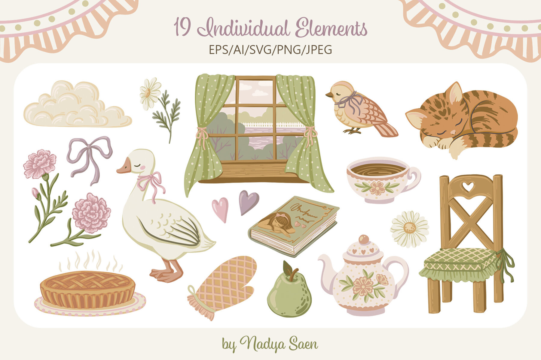 Coquette Cottage Hand Drawn Vector Art 2