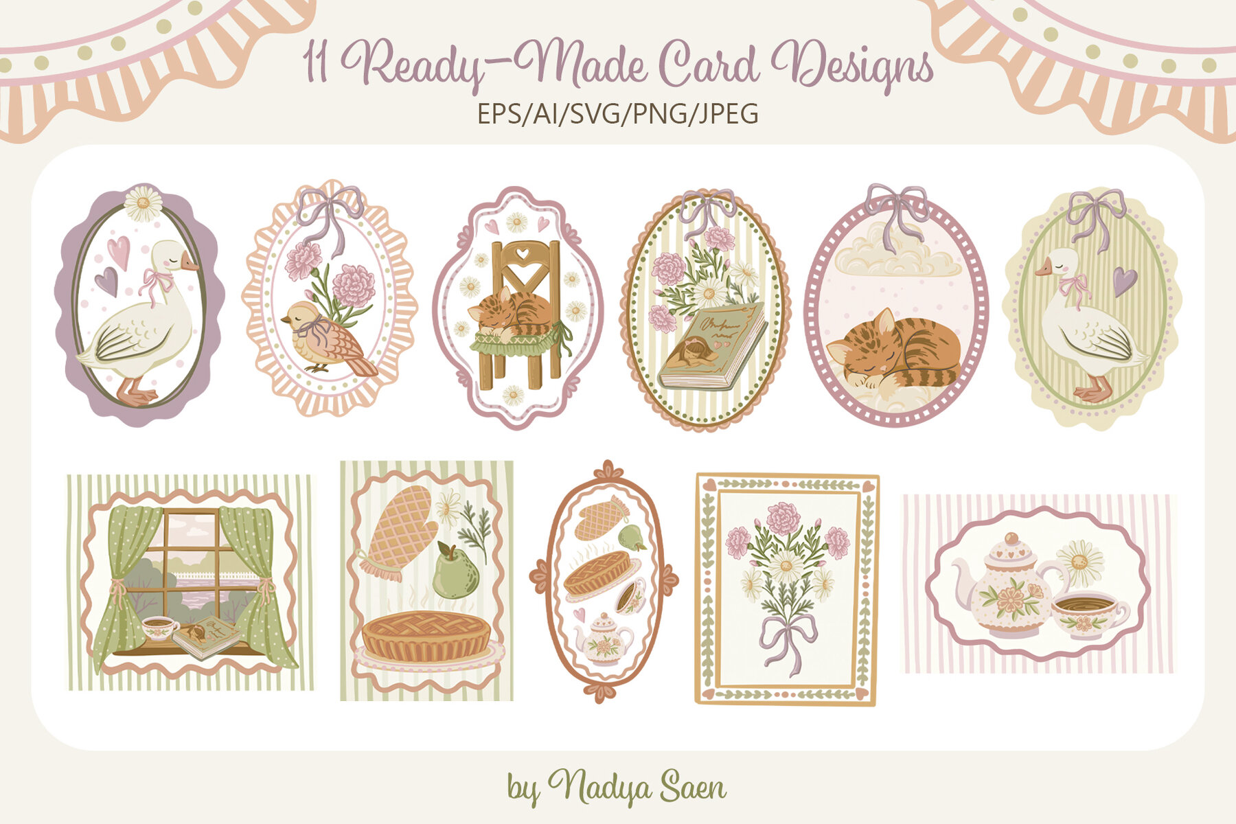 Coquette Cottage Hand Drawn Vector Art 4
